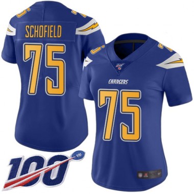 Los Angeles Chargers NFL Football Michael Schofield Electric Blue Jersey Women Limited  #75 100th Season Rush Vapor Untouchable